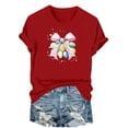 thumbnail image 2 of Zedker Easter Shirts for Women Fashion Egg Printed Casual Short Sleeve Round Neck T Shirt Tops Red S, 2 of 7