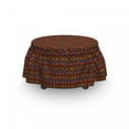 thumbnail image 3 of Retro Ottoman Cover, Brown Toned Geometric Tile, 2 Piece Slipcover Set with Ruffle Skirt for Square Round Cube Footstool Decorative Home Accent, Standard Size, Multicolor, by Ambesonne, 3 of 5