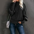 thumbnail image 2 of Ediodpoh Ladies Mid Neck Sweater Loose Long Sleeve Knit Solid Color Sweater Pullover Top Women Sweaters Black XL, 2 of 6