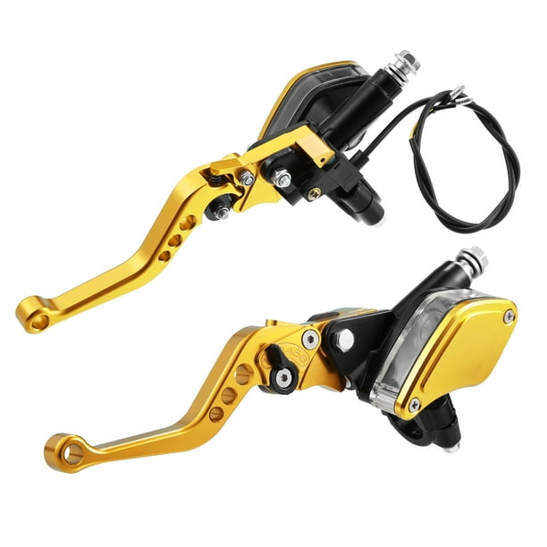 1 Par 7/8' 22mm Motocicleta Freno Embrague Bomba Palanca Maestro Unique Bargains Tono Dorado