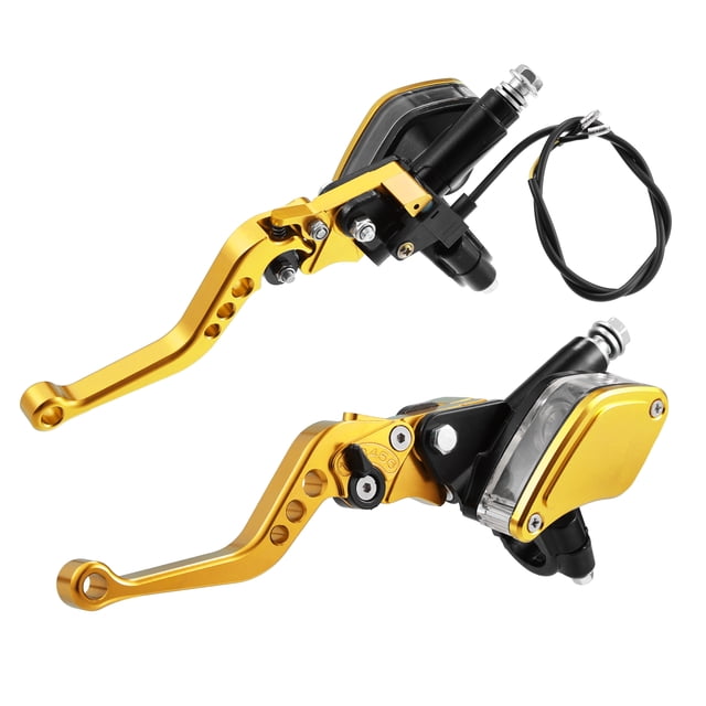 1 Par 7/8' 22mm Motocicleta Freno Embrague Bomba Palanca Maestro Unique Bargains Tono Dorado
