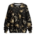 thumbnail image 4 of SCRAWLGOD Floral Bee Print Black Womens Oversized Sweatshirts Crewneck Long Sleeve Tops Polyester Cozy Pullover Fall Fashion Clothes with Pockets, 3XL, 4 of 7