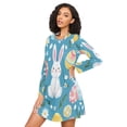 thumbnail image 3 of FORMRS Womens Long Sleeve Nightgowns Crew Neck Sleep Shirt Soft Pajamas Sizes S-3XL, Blue Easter Bunny, 3 of 8