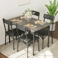 thumbnail image 6 of 5-Piece Dining Table Set for 4, Wood Rectangular Kitchen Table with 4 Upholstered Chairs for Kitchen Room and Small Spaces, Gray, 6 of 9
