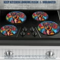 thumbnail image 5 of Electric Stove Burner Covers,4 Pcs Round Gas Burner Cover,8 and 10 Inch,Dachshund in World of Bold and Vivid Patterns, 5 of 7