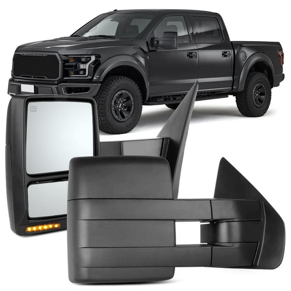 OCPTY Miroir de Remorquage pour 2007 2008 2009 2010 2011 2012 2013 2014 pour Ford pour Ensemble de Paires de Camionnette F-150 Signal de Foudue Chauffant Manuel Télescopique (HR+LH)
