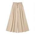 thumbnail image 4 of Oplxuo Wide Leg Palazzo Pants for Women Loose Elastic High Waisted Elegant Flowy Business Casual Trousers with Pockets, 4 of 5