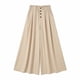 thumbnail image 3 of Pantalones de Mujer Casual Botón de Color Sólido Pantalones Largos Delanteros con Bolsillos, Pantalones Cómodos, 3 of 6