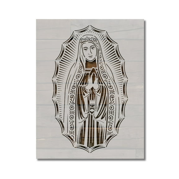 Virgin Mary Blessed Mother Stencil Template Reusable 8.5 x 11 Inches for Painting on Walls, Wood, Arts and Crafts by Stencilville