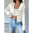 thumbnail image 6 of Women'S Long Sleeve Button Front V-Neck Soft Knit Cardigan Sweaters White L, 6 of 9