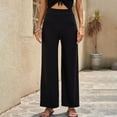 thumbnail image 2 of Womens Solid Rib Knit Wide Leg Pants Elastic High Waist Stretchy Flowy Sweater Pants Casual Loose Long Pants Trousers, 2 of 6