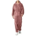 thumbnail image 1 of Combinaison Pyjama Décontractée pour Homme, Douce et Chaude, à Capuche, Design à Fermeture Éclair, Manches Longues, Tenue de Nuit, Tenue de Loisirs d'Hiver, 1 of 5