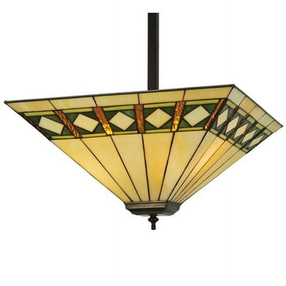 MEYDA 133342 17 in. Square Diamond Band Mission Inverted Pendant