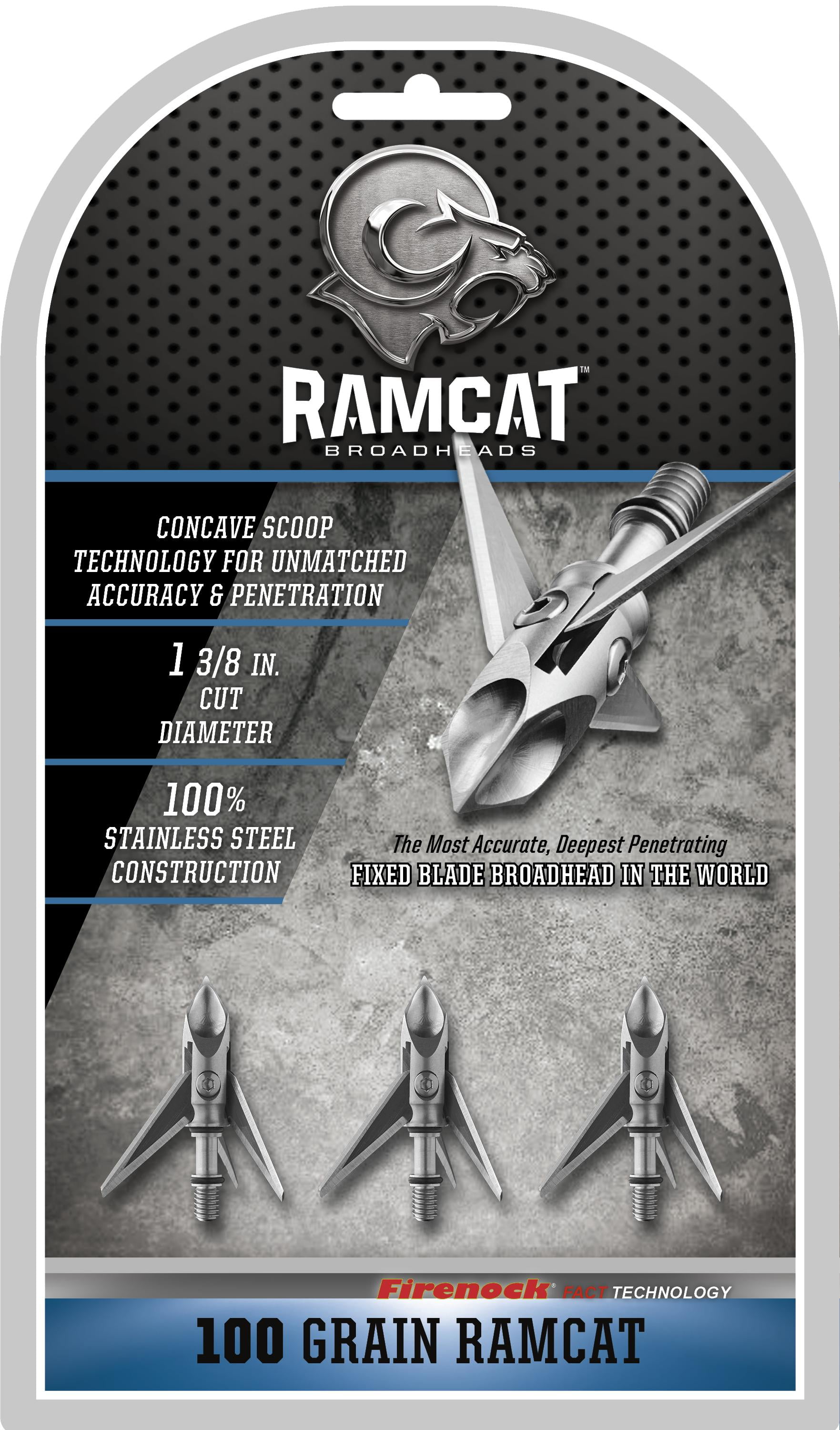 NEW 12pk Ramcat Broadhead 100gr 3blade Archery Hunting for Compound Bow Crossbow 