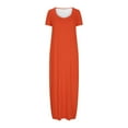 thumbnail image 5 of NXMZXB Plus Size Maxi Dresses for Curvy Women Loose Fit Casual Summer Short Sleeve Crewneck Long T-Shirts Dress Elegant Flowy Beach Sundress with Pockets A-Orange XXXL, 5 of 7