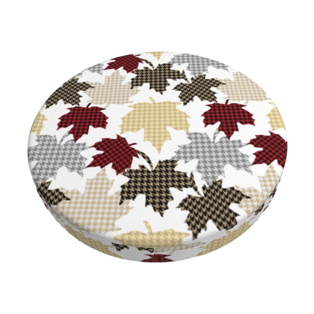 Disketp maple leaves Funda Redonda para Taburete, Funda de Cojín para Silla de Bar Suave y Elástica-14 inch