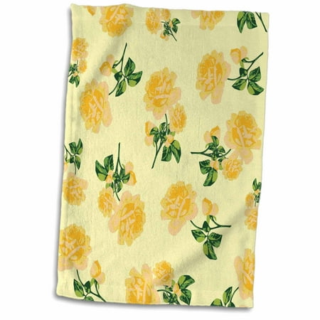 Shabby Chic Cream - 3dRose Floral Shabby Chic Golden Yellow Roses on Lemon Cream - Towel, 15 by 22-inch