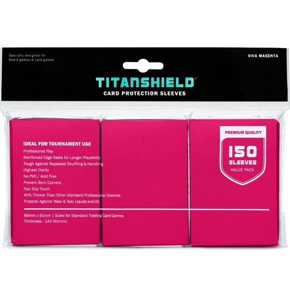 TitanShield Premium Viva Magenta 150 Sleeves Standard Size Board Game Trading Card Sleeves Deck Protector for Magic The Gathering MTG Baseball Collection Dropmix