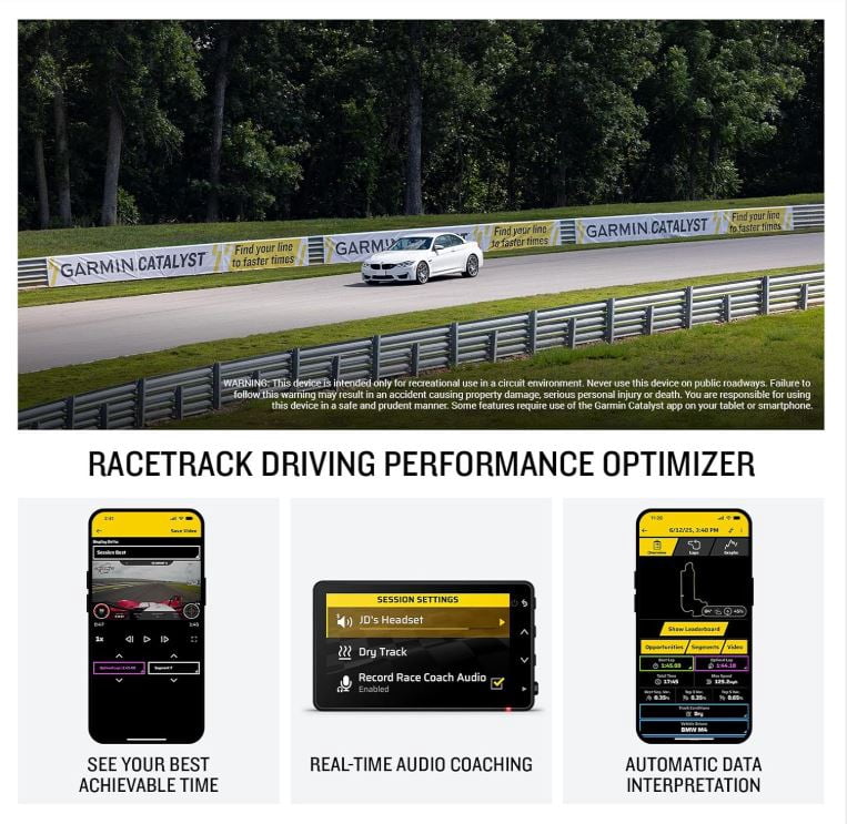 Garmin Catalyst 2 Racetrack Driving Performance Optimizer, On-Track Coaching, True Optimal Lap Technology, Detailed Performance Data, Leaderboards, Motorsports w/ Wearable4U PowerBank Bundle