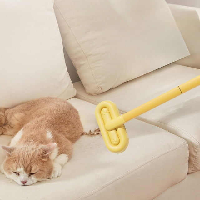 Cepillo De Doble Cara Para Quitar El Pelo De Mascotas, Ideal Para Gatos Y Alfombras, Con Mango Ergonómico Y Autolimpiable Verde, Amarillo O Azul, Amarillo, 44.5x18cm (1 Unidad) Rkxzt