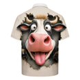 thumbnail image 6 of Men's 3D Graphic Shirts Short Sleeve Funny Animal Cow Print Quarter Zip Pullover Casual Summer Novelty Golf Tops Breathable Athletic T-Shirts for Men, 6 of 6