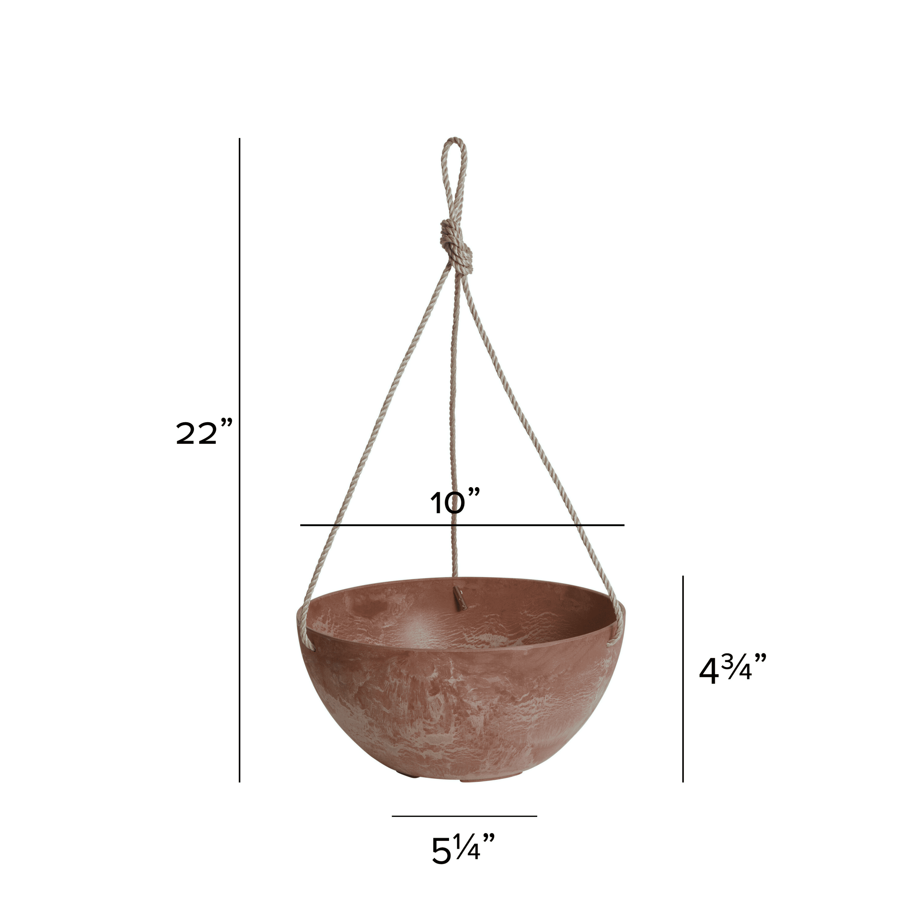 Root & Vessel Napa Hanging Bowl Planter, Rust, 12"
