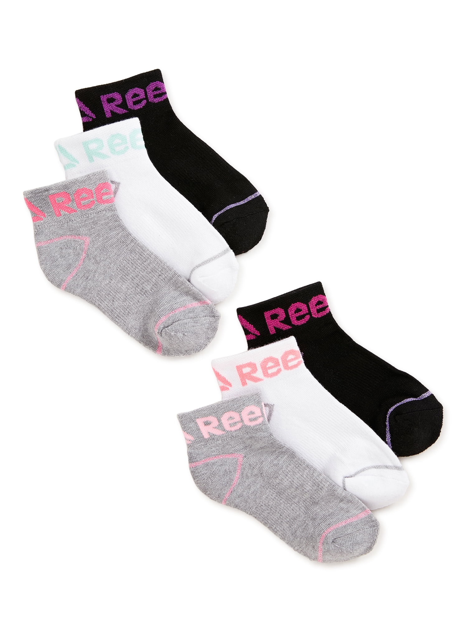 Reebok Girls/' 12 Pack Athletic Moisture Control Quarter Cut Socks