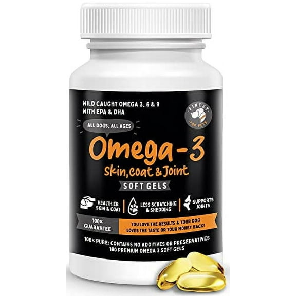 Finest for Pets Omegeffect Omega-3 Supplement Softgels for All Dogs, Salmon,Fish Flavor, 180 Softgels Bottle