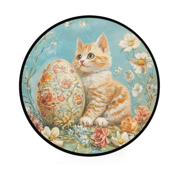 BZSMCE Round Decorative Floor Mat Blossoming Whiskers Pattern 36.2IN