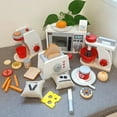 thumbnail image 3 of Baby Wooden Playhouse Microwave Oven Toaster Coffee Maker Set Children‘s Puzzle Simulation Kitchen Cutting Toys Cooking Pots Set, 3 of 7