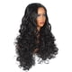 thumbnail image 4 of Pelucas con flequillo para mujer, peluca ondulada suelta, peluca de fibra química, cabello largo, pequeña, rizada, cubierta para la cabeza, peluca rizada negra de seda mate de alta temperatura., 4 of 5