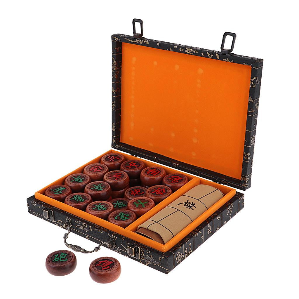 LeeQinersw High-end Rosewood Chinese Chess Set Classic Board Home Game with PU Wrapped Case