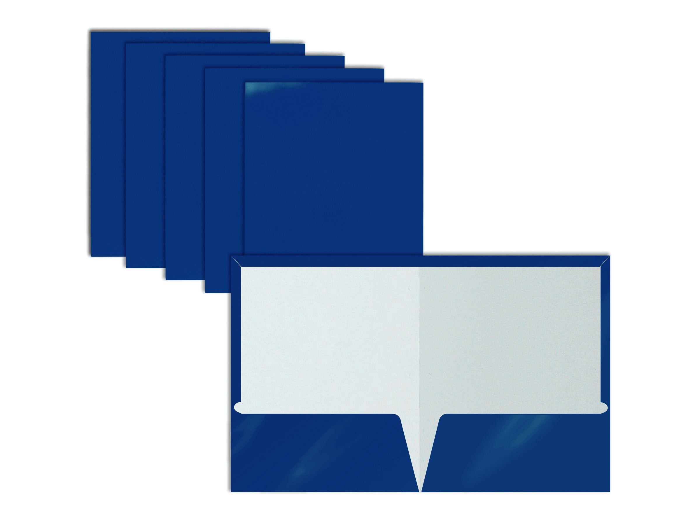 2 Pocket Glossy Laminated Blue Paper Folders, Letter Size, Blue Paper Portfolios by Better Office Products, Box of 25 Blue Folders
