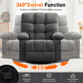 thumbnail image 4 of Segmart Oversized Swivel Recliner Chair with Vibration Massage & Lumbar Heating, 360-Degree Rocker Recliner Single Sofa with Side Pocket and USB Charge Port for Living Room, 350lbs,Gray, 4 of 9