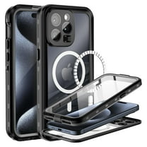Feishell Waterproof Case for Apple iPhone 16 Plus,Built in Magnets for MagSafe Charger,Shockproof Full Body Protection Dustproof Snowproof Heavy Duty Rugged Magnetic Phone Cover,Black