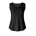 thumbnail image 4 of Summer Tops for Women 2024 Elegant Sleeveless Loose Dressy Tshirt Blouses Solid Color Going Out Basic Tunic Tanks Top Blouse Soft Breathable Eyelet V Neck Tee Vest T-Shirts, 4 of 6
