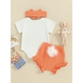 thumbnail image 5 of Musuos Baby Girls Easter Shorts Sets 3 6 12 18M Short Sleeve Letter Embroidery Romper Tops Ruffle PP Shorts Headband Sets, 5 of 10