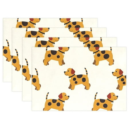 

Ryvnso Placemats Set of 4 Dog Dalmatian Dining Mats Heat-Resistant Non-Slip Washable Table Mat