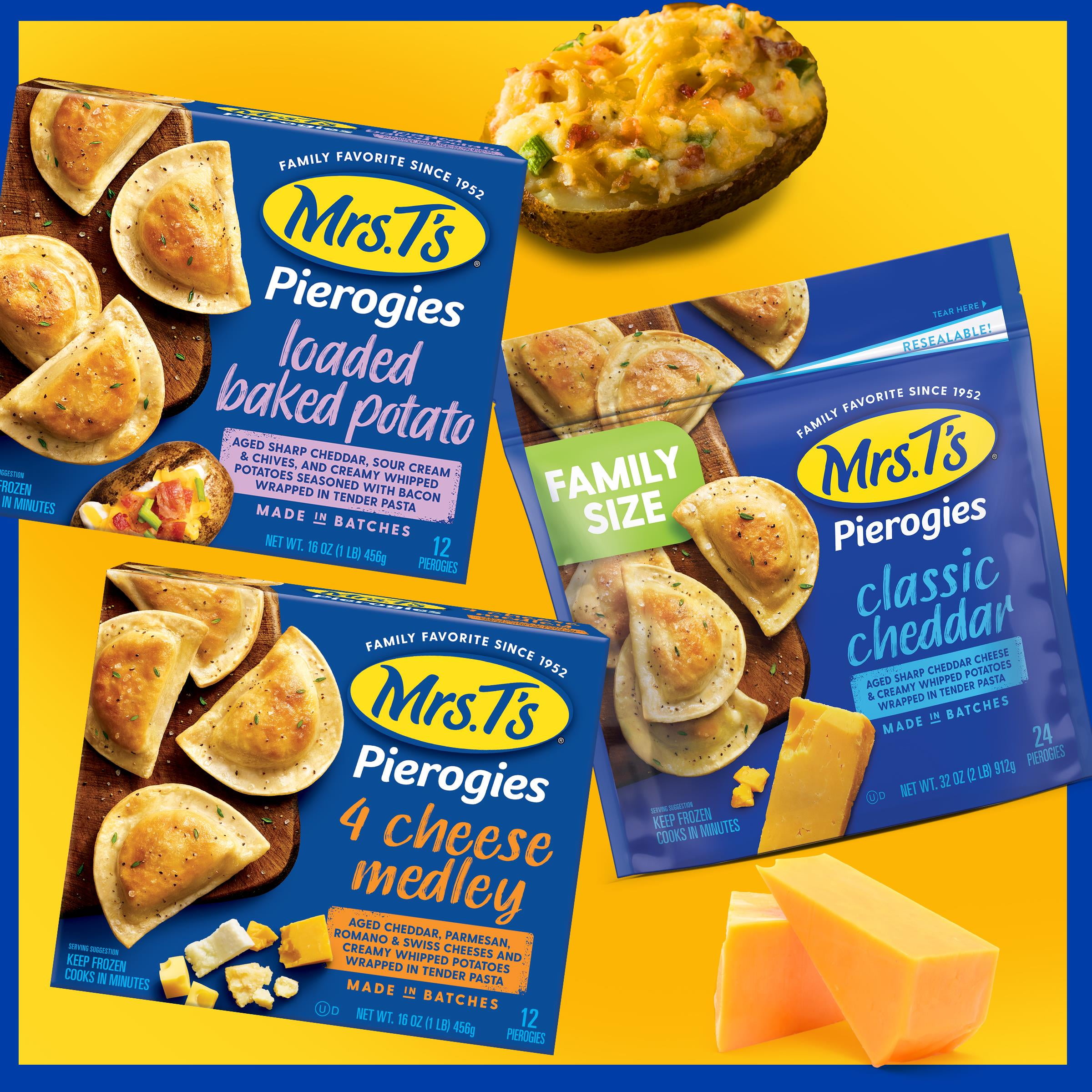 Mrs. T's Four Cheese Medley Pierogies, 12ct, Frozen
