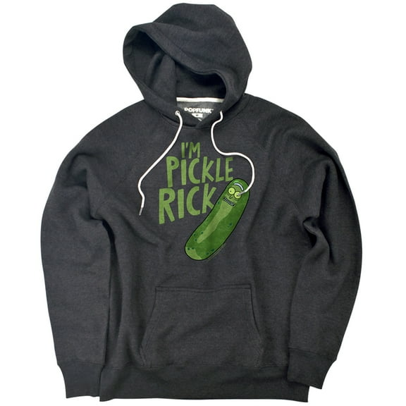 Rick And Morty I'm Pickle Rick Unisex Adult Slim Fit Pull-Over Heather Hoodie, Charcoal, Small