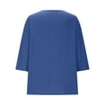 thumbnail image 6 of Feancey Linen Blouses for Women 3/4 Sleeve Dressy Casual Tops Solid Color Loose Beach Shirts Summer Vacation Clothes Navy L, 6 of 7