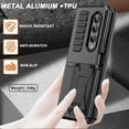 thumbnail image 5 of Compatible Samsung Galaxy Z Fold 4 Case Metal Silicone with Hinge,360°Full-Body Dual Layer Military Shockproof Dustproof Rugged Cover Case for Samsung Z Fold 4 5g Phone Case with Stand Men Black, 5 of 7
