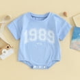 thumbnail image 2 of Okbabeha Newborn Baby Girl Boy Summer Clothes 1989 T S Letter Printed Short Sleeve Bubble Romper Infant Girl  one-piece, 2 of 7