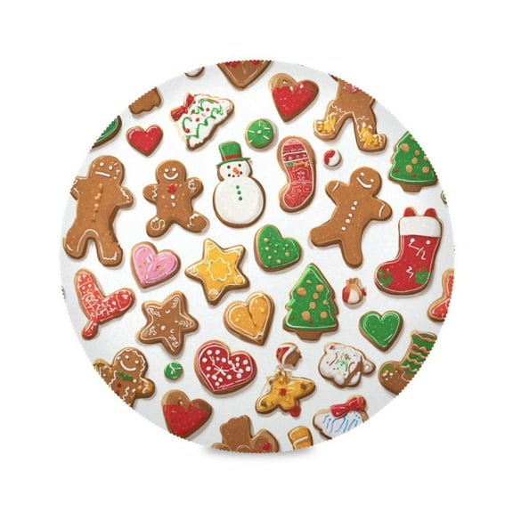 IAUYY Set of 1 Round Placemats for Dining Tables Heat-Resistant and Wear-Resistant DIY Printing Design Table Placemats，Applicable for Christmas Stockings and Trees