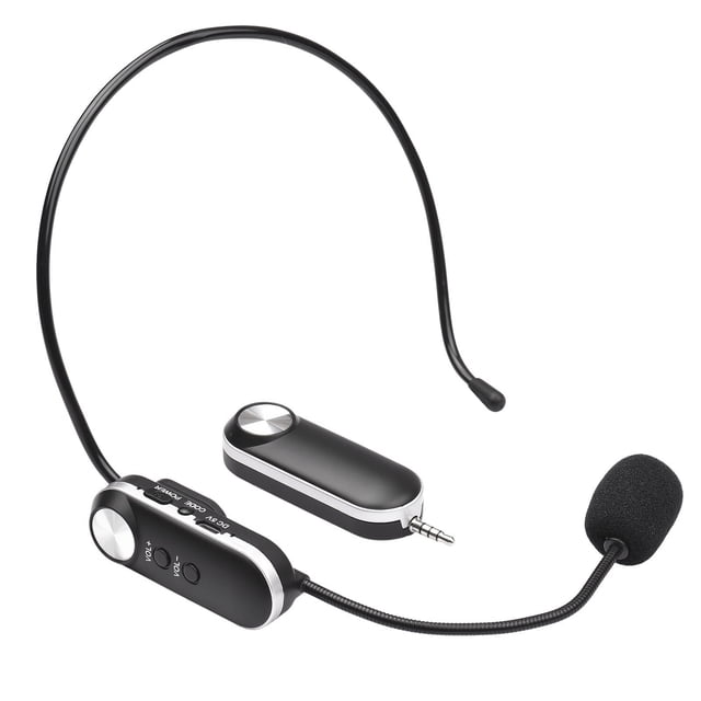 Micrófonos Auricular UHF Micrófono inalámbrico Juego de micrófono inalámbrico profesional Receptor de 6,35 mm para altavoz Amplificador de voz para enseñanza Formación Guía turístico Profesor Conferen Tomshoo Micrófonos