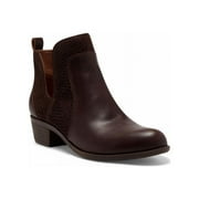 Lucky Brand Belgon Block Heel Leather Ankle Booties Chocolate (7, CHOCOLATE)