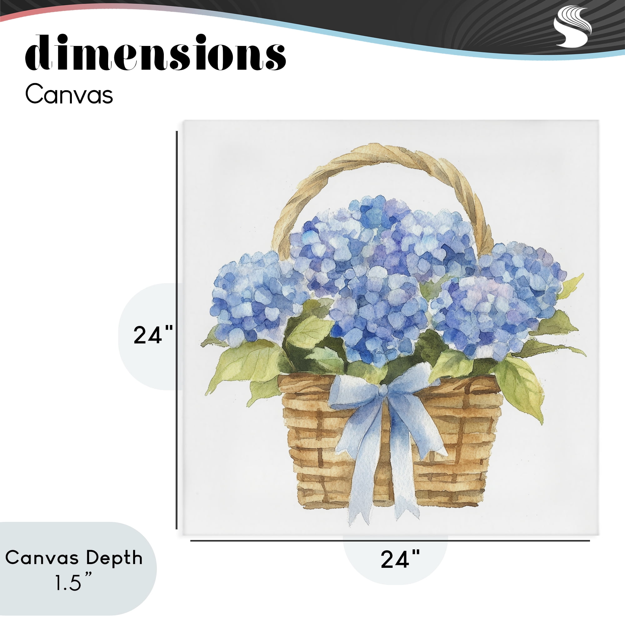 Stupell Industries Pretty Blue Hydrangea Picnic Basket Canvas Wall Art, design by Petal Prints Design