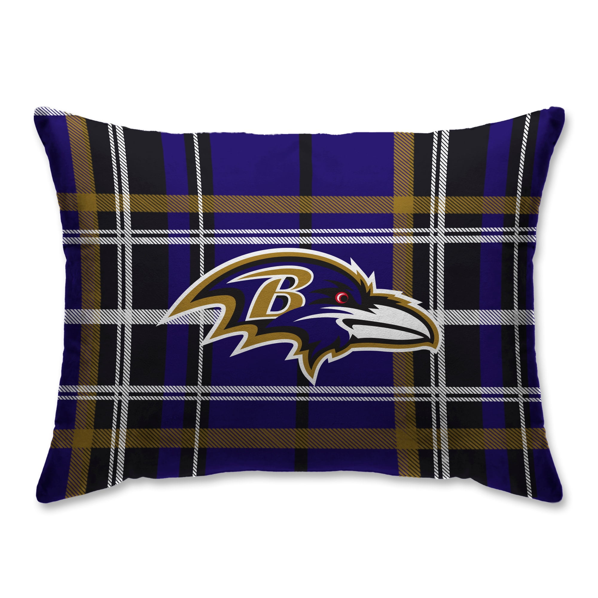Baltimore Ravens Plaid Plush Sherpa Bed Pillow Purple