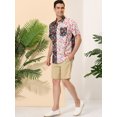 thumbnail image 4 of Lars Amadeus Camide patchwork pahombre con botones de mancorta, camisas hawaianas informales de verano Negro roM, 4 of 6