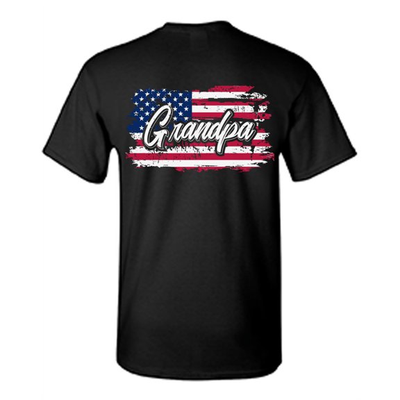 Awkward Styles American Flag Shirt for Men Love America USA Flag T shirt for Grandpa Stripes and Stars Grandpa Patriotic Tshirt Gifts for Grandpa Vintage USA T-shirt for Grandpa Print on the Back Only